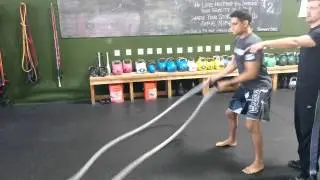 Battle Rope Exercise - Doubled Rope Lateral Waves - Sidewinders