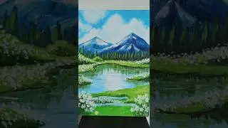 ГОРЫ /ОЗЕРО/РОМАШКИ/ НАШ МАСТЕР КЛАСС ЖИВОПИСИ/АКРИЛ/СОНЯ 9 ЛЕТ/ 