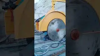 Granite mining double saw blade cutting machine working site  