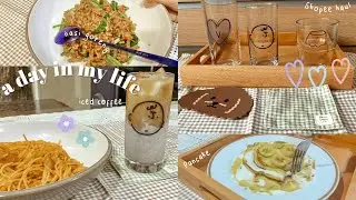VLOG #7 | A day in my life • What I eat in a day | Shopee haul gelas aesthetic, coaster, napkin🌸