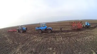 Как тащил трактор ХТЗ-17221 и Т-150К-09-25 из болота Т-150К-09 с культиватором.