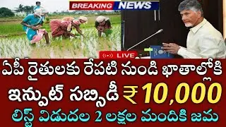 ఏపీ రైతులకు రేపటి నుండి ఖాతాల్లోకి ఇన్పుట్ సబ్సిడీ 10000 డబ్బులు పడుతున్నాయి|input subsidy payment