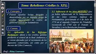 3ERO B - REBELIONES CRIOLLAS I - HISTORIA DEL PERÚ