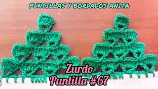 PUNTILLA #67 - PARA ZURDOS 🎄PINOS NAVIDEÑOS 🎄 UNA SOLA VUELTA #tutorial #crochet #navidad