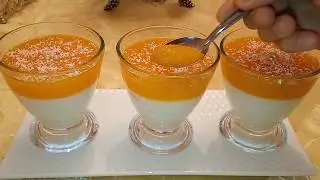 تحلية بالبرتقال باردة ولذييدة كتوجد في 5 دقائق ساهلة وسريعة ب2طبقات 😋 الذ مايكون شهيوات رمضان 👌
