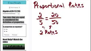 Algebra Assessment 20 Question (16/20) Proportional Rates