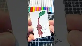 How to draw sticker Red Pikmin easy step by step with glitter #pikmin #glitter #sticker #howtodraw