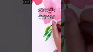 Satisfying watercolor leaves on hibiscus flower painting 