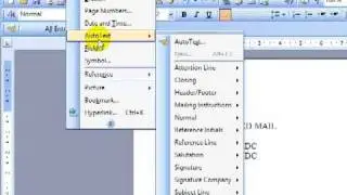 AM 3..3.5.3 autotext entries Microsoft Word 2003