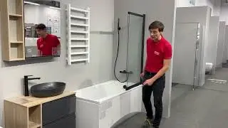 Outlet NEXTERIO tu kupisz wannę VIRGO 150x75, obudowa VIRGO/INTRO i parawan nawannowy LARGA czarny