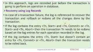 MODULE 5 - TOPIC 14 - LOG-BASED RECOVERY