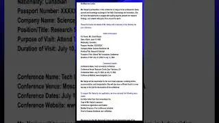 An Invitation Letter for a Conference Visa to the USA