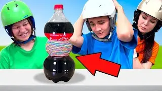 💣BLOWN UP A COLA BOTTLE WITH RUBBER BANDS