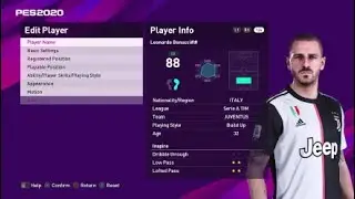 Pes 2020 Stats Bonucci (FM to Pes )