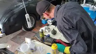 Mix and pour Smooth On PMC780 dry to create suspension bushes for a Wolseley 4/44.