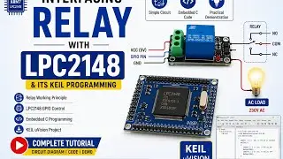 LPC2148 : Relay interfacing, keil Program, Proteus Simulatiom | ARM7 | LPC2148 | Advanced Processors
