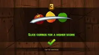 Fruit Ninja game play, exciting fruit cutting scenes.