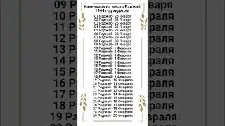 Старый календарь на священный месяц Раджаб 1444 г.х. 2023 г. Новый 2024 г. в описании к видео