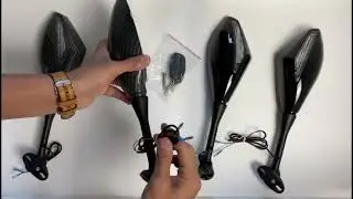 Мото зеркала для спорт байка черные и под карбон. Moto mirrors for sports bikes black and carbon