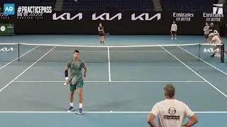 Novak Djokovic practices at the 2024 Australian Open | Practice Pass