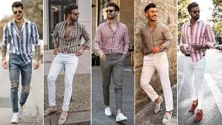 Striped shirt outfit men lookbook | Men Fashion style | Striped shirt style | shahstyle