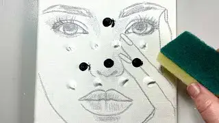 Acrylic Portrait Painting / Using Black and White only
