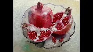 Рисуем гранат маслом  Pomegranate  .Vugar Mamedov