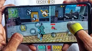 POCO X3 PRO - SOLO VS SQUAD FREE FIRE HANDCAM GAMEPLAY 🔥 - With 4 Finger CUSTOM HUD