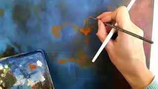 Acrylic PAINTING timelapse - Tadpoles nebula - SPACE