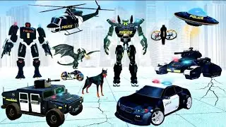 Police car robot transformation gives thrilling experience of multi robot war games#temugamer