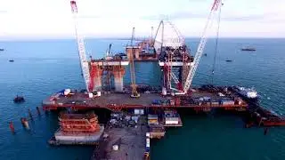 Керченский мост сегодня 12 октября 2017 УСТАНОВКА АВТОДОРОЖНОЙ АРКИ КРЫМСКОГО МОСТА