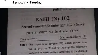 BAHI N 102 भारत का इतिहास 300 ई O से 1200 ईO तक PREVIOUS PAPER JUNE 2024 BA SECOND SEMESTER UOU EXAM