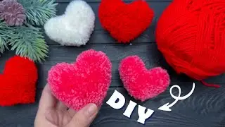 Easy Pom Pom Heart Amazing Craft Ideas with Wool Valentine's Day Craft