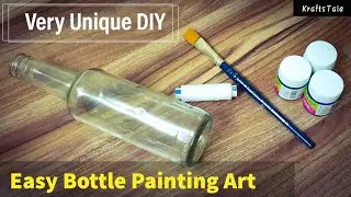 Easy And Quick Bottle Painting Idea | Acrylic Painting On Glass Bottle | Bottle Craft | KraftsTale
