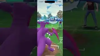 Shiny mega garchomp V/S reshiram PVP battle in #pokemongo