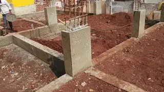 Plinth beam details with column size and rods