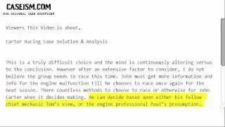 Carter Racing Case Solution & Analysis-  Caseism.com