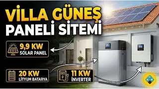 VİLLA GÜNEŞ PANELİ SİSTEMİ 9,9 KW SOLAR PANEL 20 KW LİTYUM BATARYA 11 KW İNVERTER #AYDIN #solar