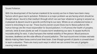'sound Pollution' Paragraph শিখুন। 