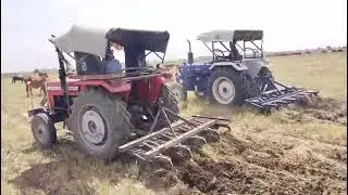 Farmtrac 50 T20 vs Massey Ferguson 241 DI- Tractor Race in Field While Ploughing Action #tractorrace