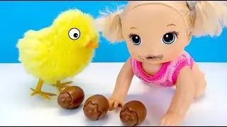 ШОКОЛАДНЫЕ ЯЙЦА ЦЫПЛЁНОК СНЁС #Кукла Беби Элайв Играет #КакМама