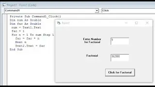 VB 6.0 Factorial Program | VB program solved