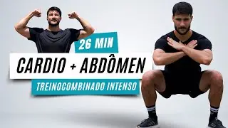 26 min CARDIO HIIT + ABDOMINAL para secar e definir o abdômen em casa