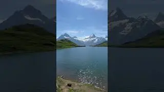 A lake inside Swiss Alps, beautiful weather #nature #youtubeshorts 🇨🇭🇨🇭