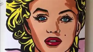 Painting Challenge #92 / Acrylic on watercolor paper / Marilyn Monroe / Pop art Comic