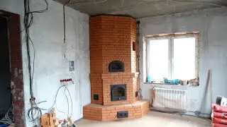 Угловая каминопечь с духовкой под отделку