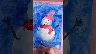 Снеговик акварелью. Акварельный скетчинг. Новогодняя открытка.