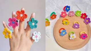 How to Crochet Flower Ring ❀ Easy Crochet for Beginners 🧶