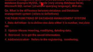 The four functions of Database management system