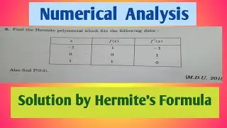 Hermite interpolation in Numerical  Analysis |Hermite polynomial| Hindi